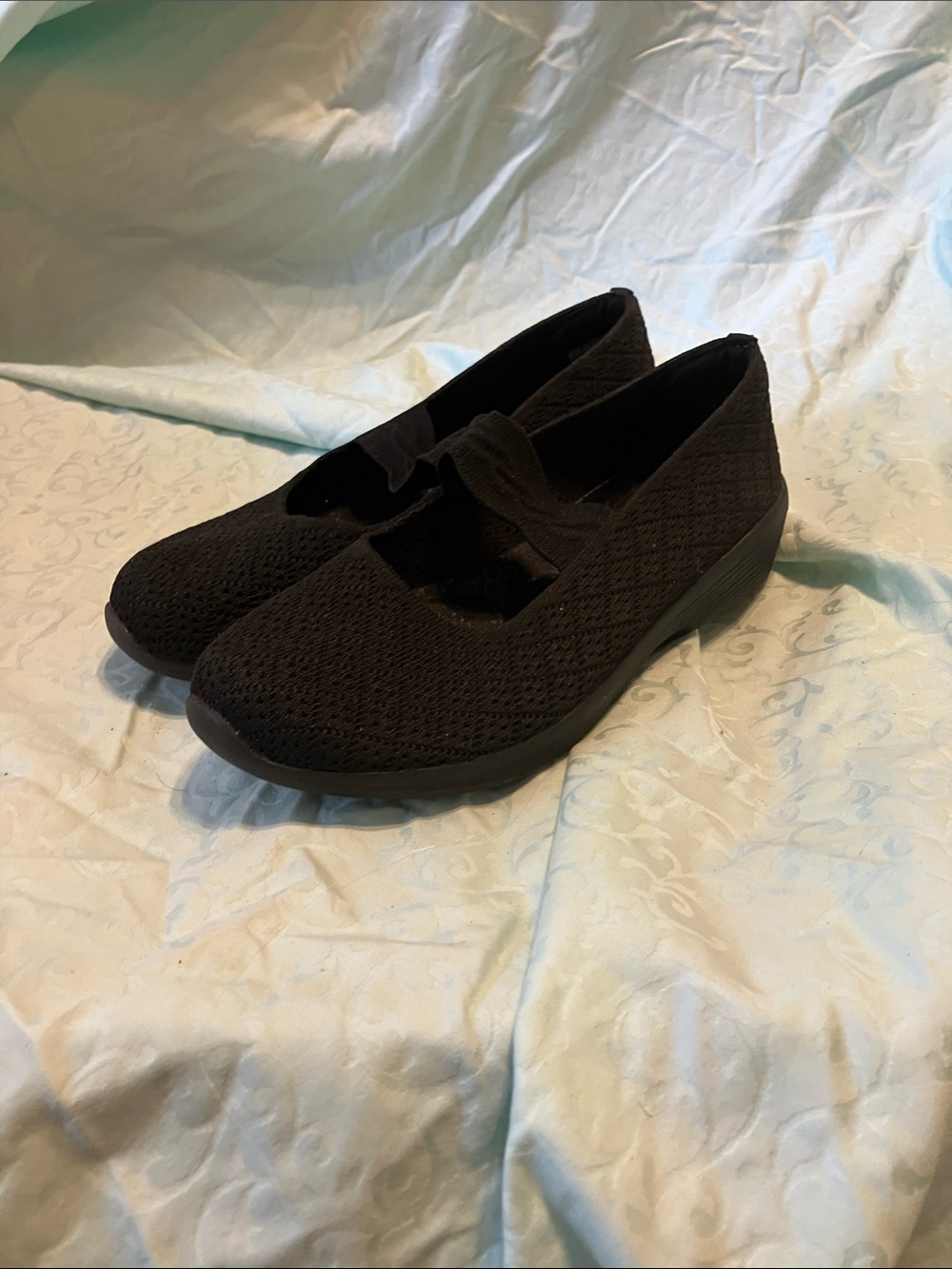 Skechers Women's Black Knit Slip-On Mary Jane Flats - Picture 2 of 6